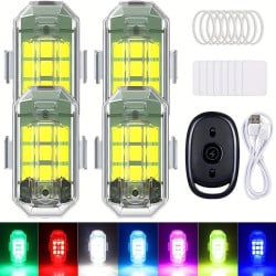 SEALIGHT® RGB LED Strobe Lights 7 Color High Brightness USB Rechargeable Flashing Emergency Warning Lights 4pc.