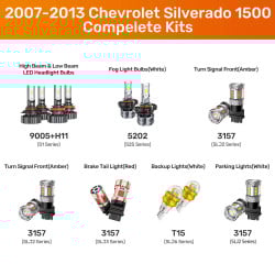 SEALIGHT® 2007-2013 Chevrolet Silverado 1500 LED Bulbs 9005 H11 Headlight Fog Turn Signal Lights Combo