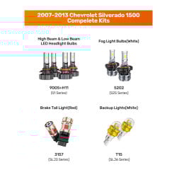 SEALIGHT® 2007-2013 Chevrolet Silverado 1500 LED Bulbs 9005 H11 Headlight Fog Brake Lights Combo