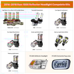 SEALIGHT® 2016-2018 Ram 1500 Reflector Headlights LED Bulbs 9005 H11 Headlight Combo with Horizontal Fog Lights