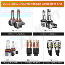 SEALIGHT® 2006-2013 Chevrolet Impala LED Bulbs H11 H0 Headlight Fog Brake Lights Combo