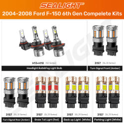 SEALIGHT® 2006-2008 Ford F-150 6th Gen LED Bulbs H13 Headlight H10 Fog Turn Signal Brake Lights Combo