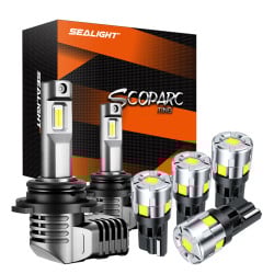 SEALIGHT® 9005/HB3 LED Headlight Bulbs T10/194 LED Interior Light Bulbs Combo White (2+4pcs)