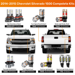 SEALIGHT® 2014-2015 Chevrolet Silverado 1500 LED Bulbs 9005+H11 Headlight 5202 Fog Turn Signal Brake Lights Combo