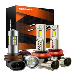 SEALIGHT® Essential H11/H9/H8 LED Headlight Bulbs H11/H16/H8/H9 Fog Light Bulbs Combo White 6500K IP68 2Pairs
