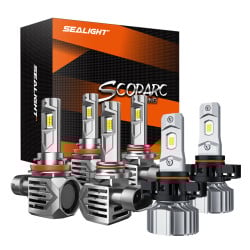 SEALIGHT® Elite 9005/HB3 H11/H9/H8 LED Headlight Bulbs 5202/5201 Fog Light Bulbs Combo White 6500K IP68 3Pairs