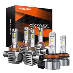 SEALIGHT® 9005/HB3 H11/H9/H8 LED Headlight Bulbs H11/H16/H8/H9 Fog Light Bulbs Combo White 6500K IP68 3Pairs