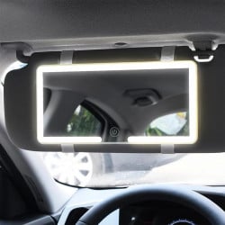 Car Visor Vanity Mirror Rechargeable with 3 Light Modes & 60 LEDs for Car Truck SUV Rear View with Dimmable Touch Screen