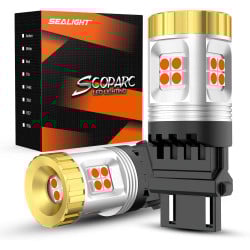 SEALIGHT® SLJ7 3157/3156/3057/T25 LED Brake Tail Stopping Blinker Turn Signal Light Bulbs 24W 2400LM Red 2PCS